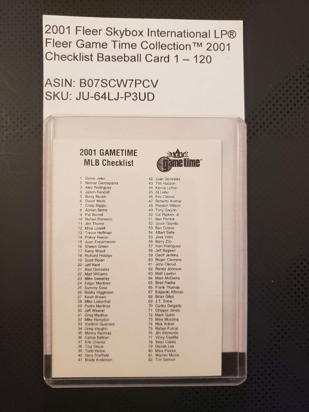 2001 Fleer Skybox International LP® Fleer Game Time Collection™ 2001 Checklist
